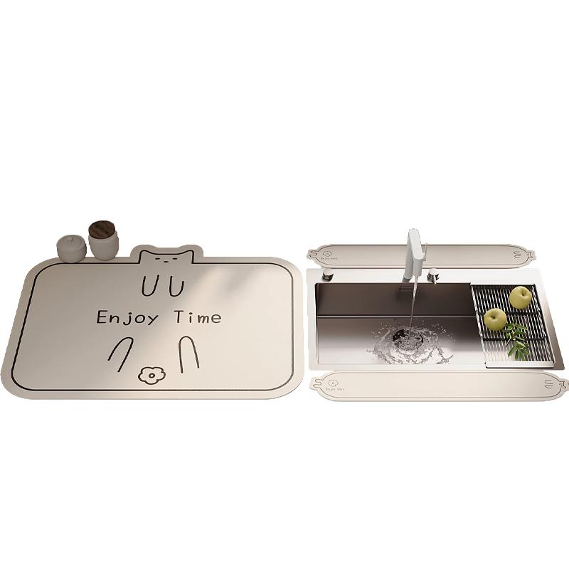 厨房水龙头挡水条洗手台防溅水硅藻泥沥水垫卫生间台面垫免洗