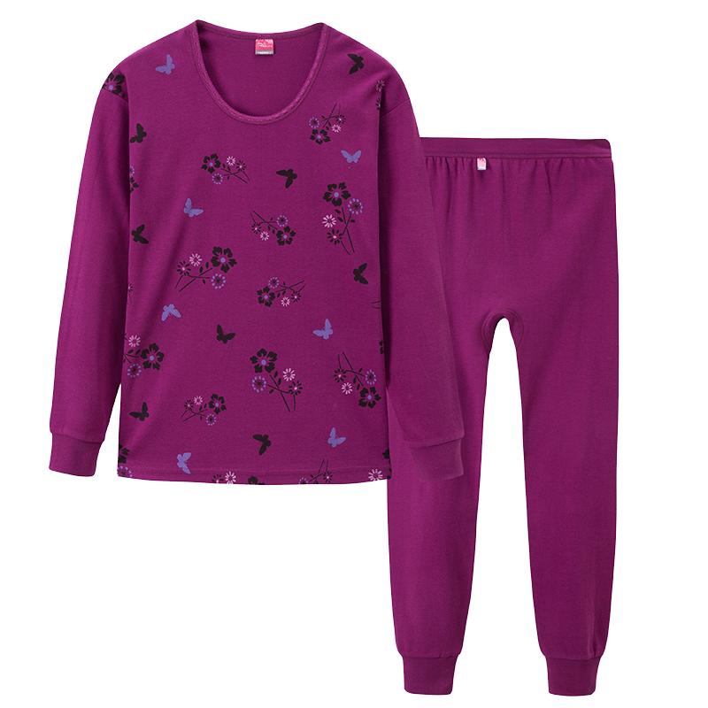 秋衣秋裤套装女士棉毛衫大码全棉保暖内衣中老年人纯棉打底衣