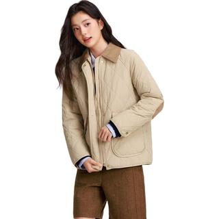 森马（Semir）棉服女冬季中长款轻薄宽松拼接灯芯绒翻领插肩袖棉衣101724112007
