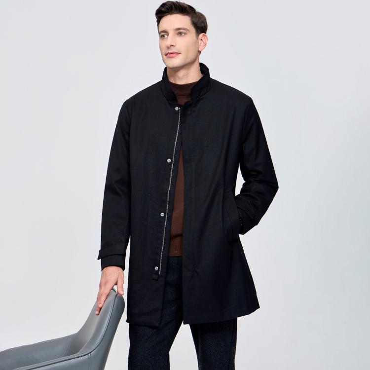 七匹狼 【透气舒适易打理】秋冬外套男士风衣通勤男中长款外套男士风衣