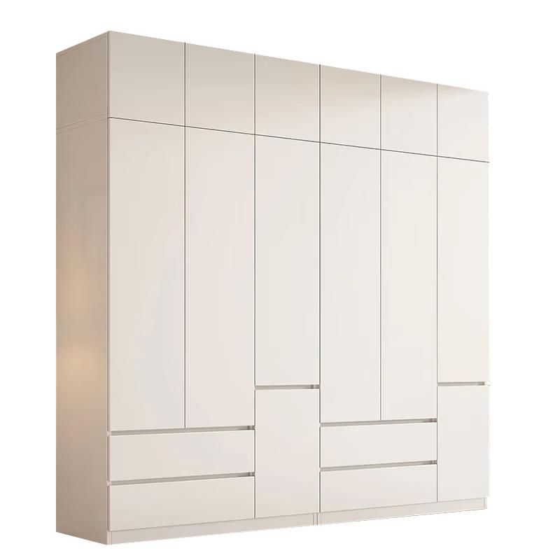 白浅全实木衣柜家用卧室平开门组合免安装可收纳 【四门】1.4米主柜