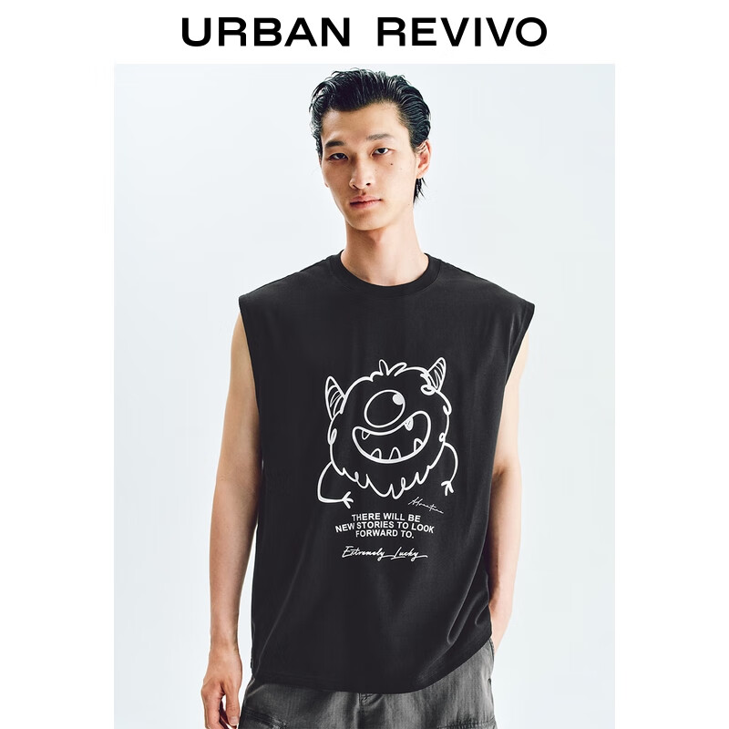 UR2025夏季新款男装时尚休闲百搭撞色印花圆领背心UMY450054