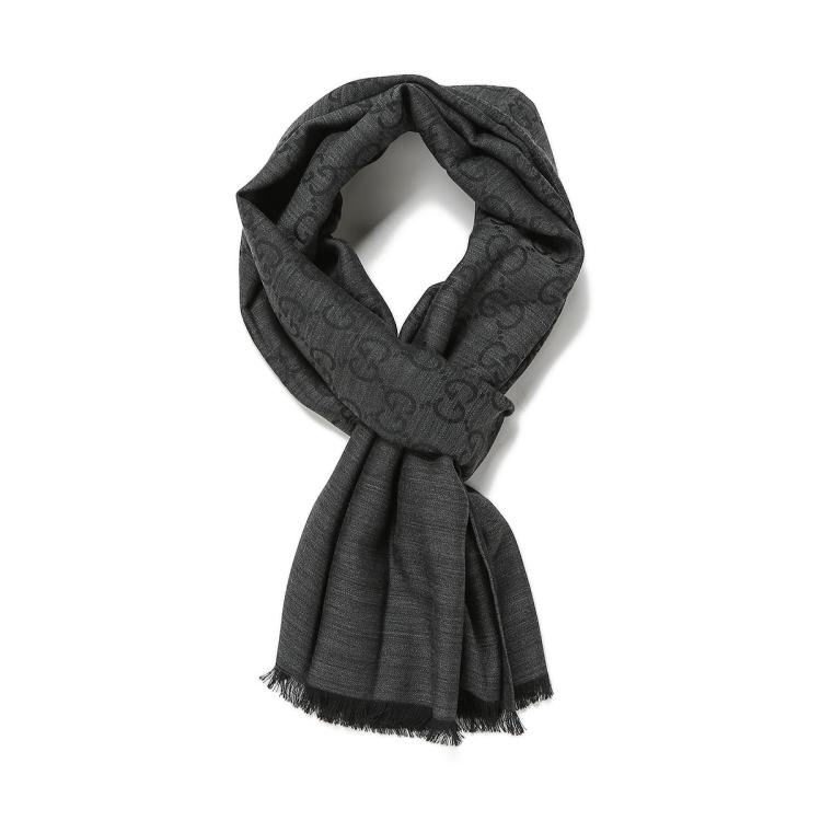 GUCCI 【初秋】GUCCI经典双G羊毛混纺双面保暖围巾披肩