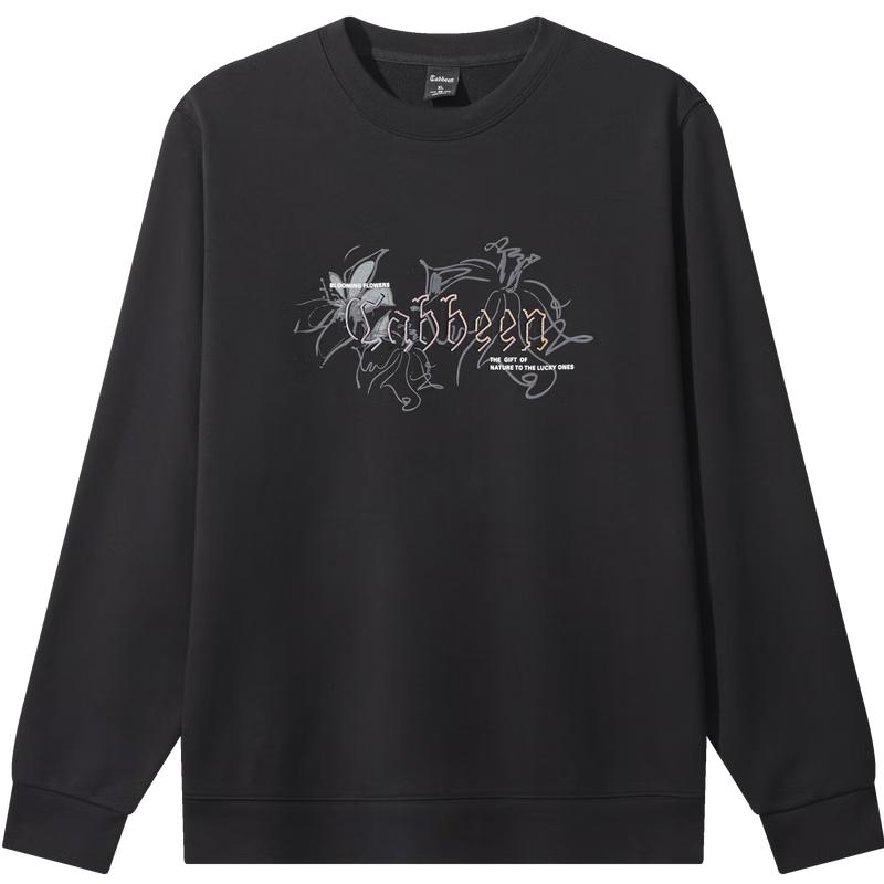 卡宾（CABBEEN）【340G全棉卫衣】卫衣男网点印花绒面发泡设计冬季长袖卫衣 煤黑色01 S /165/46