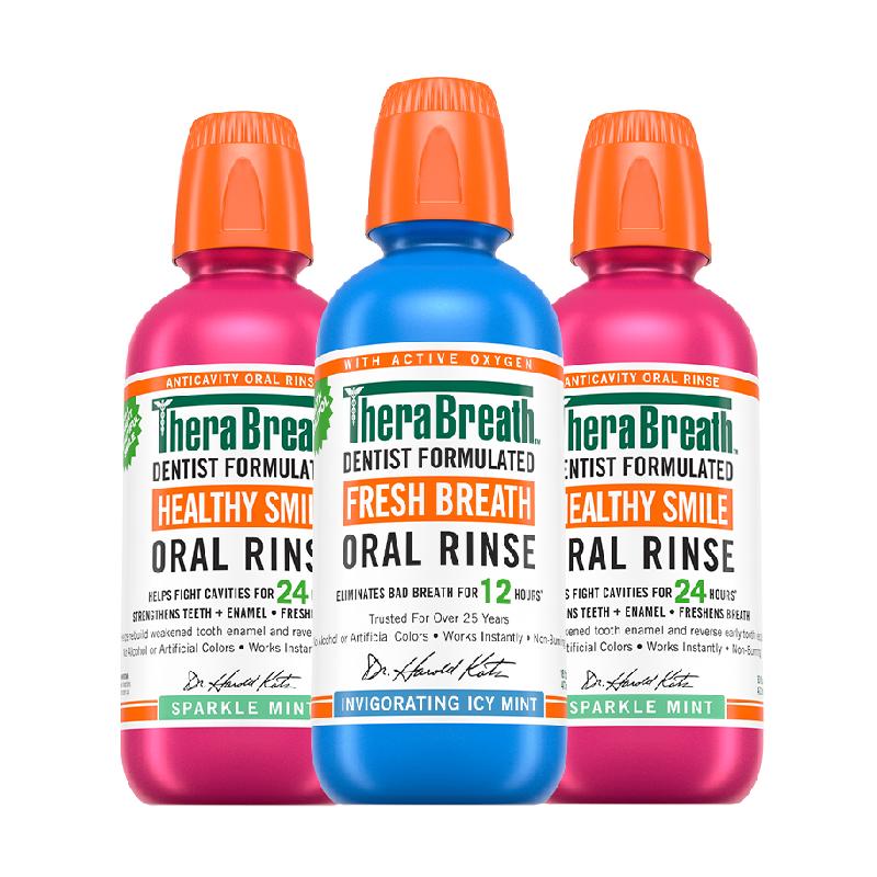 凯斯博士漱口水冰凉薄荷预防龋齿清洁口腔473ml*3瓶套装