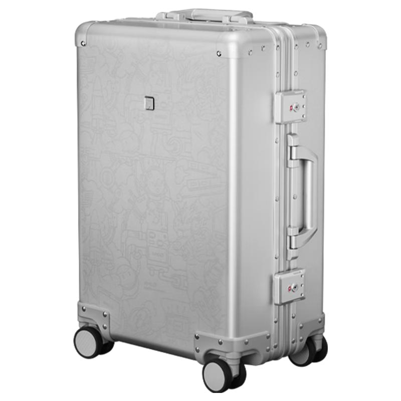 AMD RYZEN行李箱 大容量20寸拉杆箱 铝镁合金坚固抗压三挡调节 可上飞机 35*22*50cm 银色