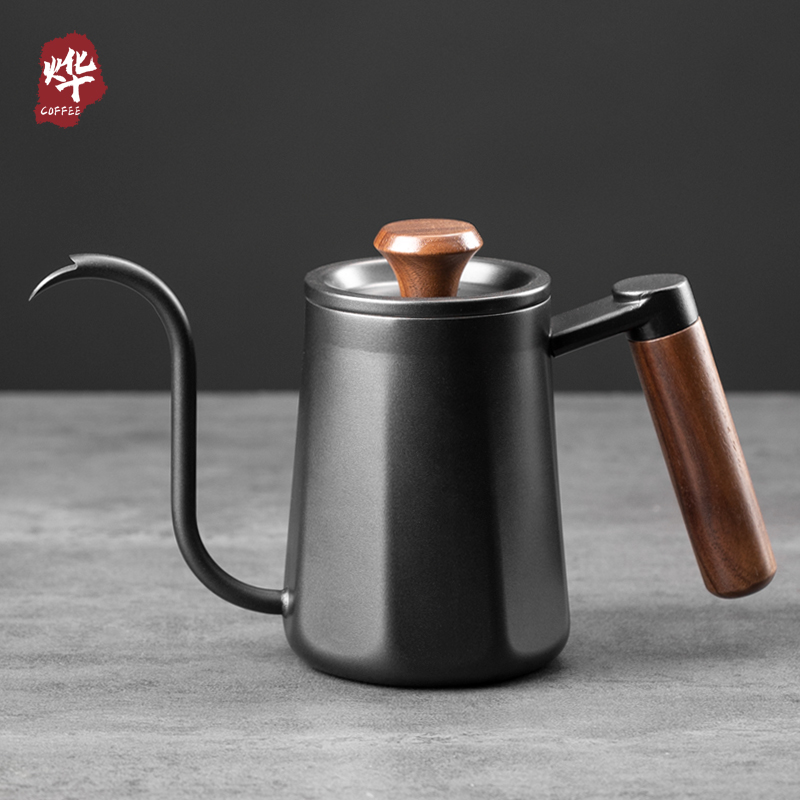 手冲壶咖啡壶不锈钢挂耳长嘴壶细口壶套装带温度计把手600ml家用