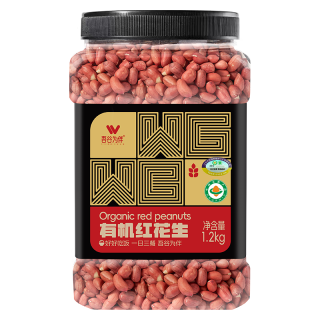 吾谷为伴 有机红花生2.4斤中粒 红皮 生花生米 粗粮 粥米搭档 罐装