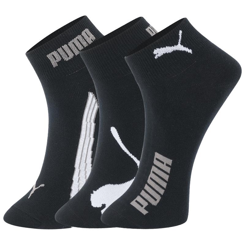 PUMA彪马袜子男士夏季薄款舒适透气中筒袜3双装 黑色 3双 均码 EU39-42（适合脚码40-44）
