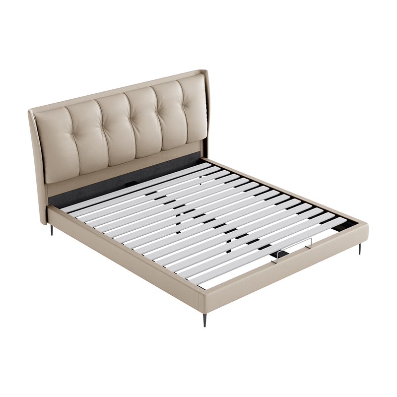 顾家家居 KUKA  现代意式头层牛皮床双人床卧室大床婚床人体工学角度DS8232B 【小象灰】高脚款 1800*2000