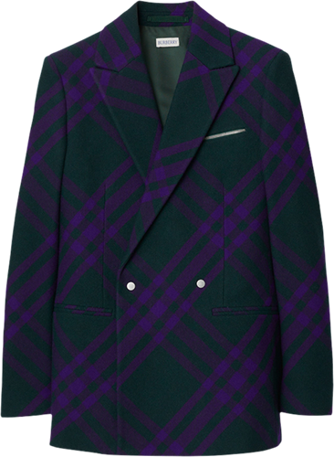 【商务轻奢风】女式含棉羊毛时髦撞色格纹高级质感垫肩西服