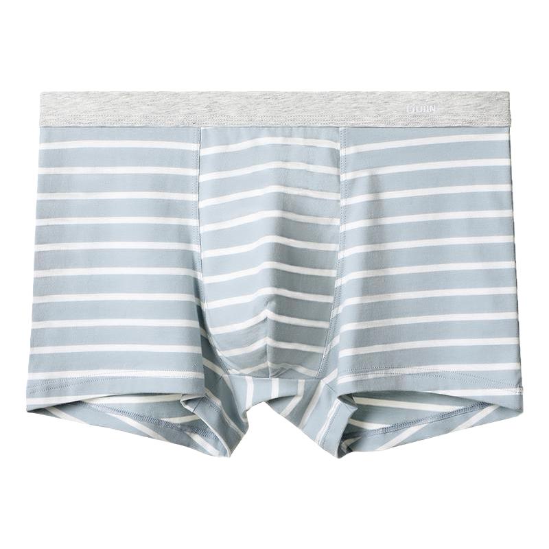 古今男士时尚条纹内裤男精梳棉四角裤青少年透气抗菌短裤平角裤头