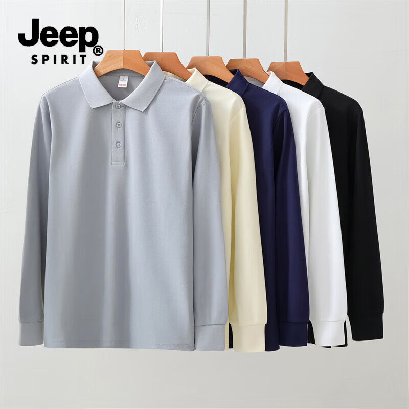 JEEP SPIRIT吉普长袖polo衫男秋季新款秋装T恤打底衫商务休闲男装上衣服  XL (建议135-150斤)