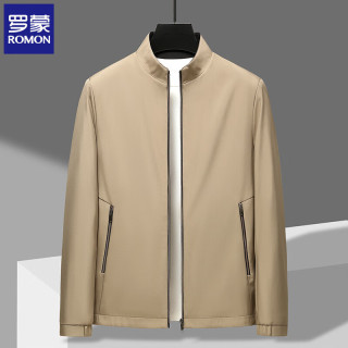 罗蒙 男士立领夹克衫外套2026秋季新款 卡其 XL (建议体重135-150斤)