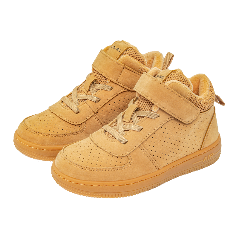 kids.ing【清仓不补】儿童加绒运动鞋男童棉鞋女小童复古高帮板鞋保暖休闲 经典棕色（内里加绒） 27 适合脚长16.4cm