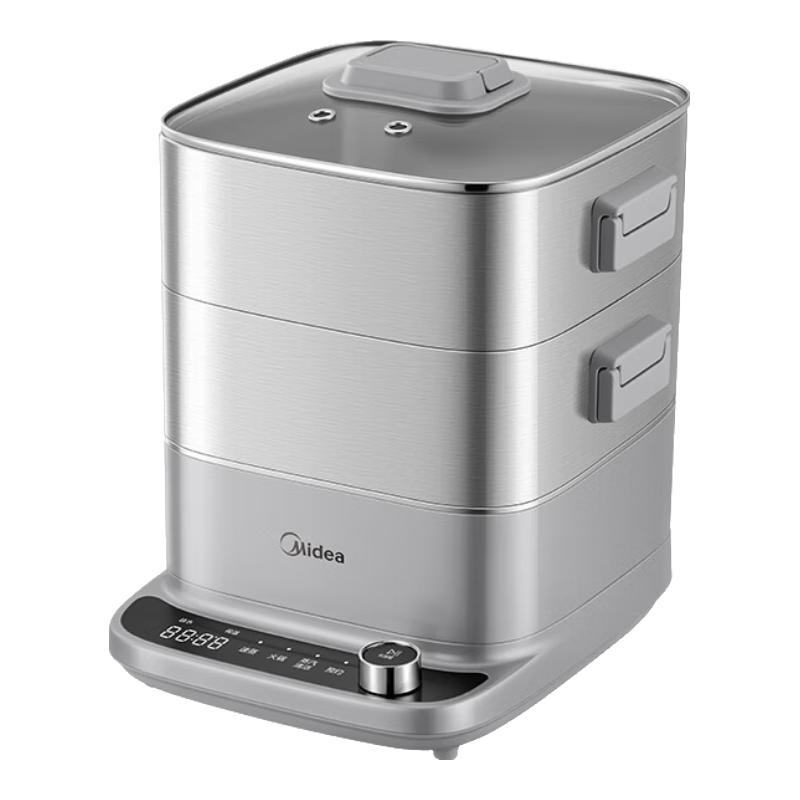 美的（Midea）Mini蒸魔方多功能电蒸锅家用 炖蒸涮煮一体3层 大容量 不锈钢可拆洗 24H智能预约和6H保温 12L 【食品级304不锈钢】