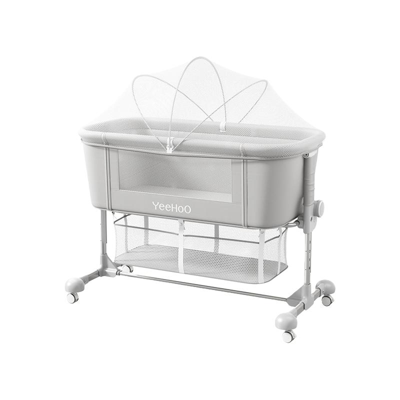 英氏婴儿床儿童可移动便携式床可调高度多功能bb床新生儿拼接大床