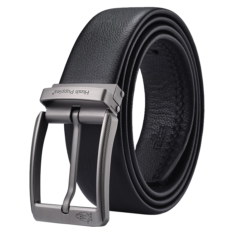 暇步士（Hush Puppies）皮带男士针扣真皮时尚头层牛皮腰带礼盒休闲商务送 黑色515-宽度3.6cm（±0.1cm） 130cm