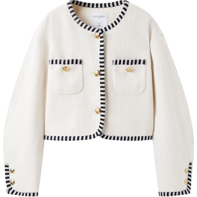 【气质小香风】女短外套小个长袖金属质感纽扣女