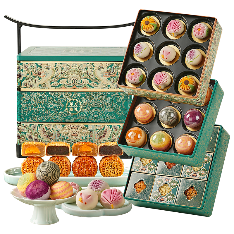 皇家尚食局月饼礼盒 广式月饼桃山糕点心高档送陕西特产1571g 月满九州礼盒1571g