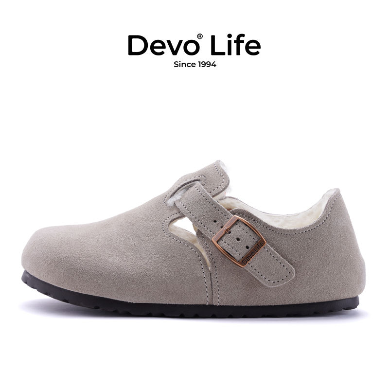 的的的沃 Devo Life   2025秋包头户外软木鞋保暖全包勃肯毛毛鞋