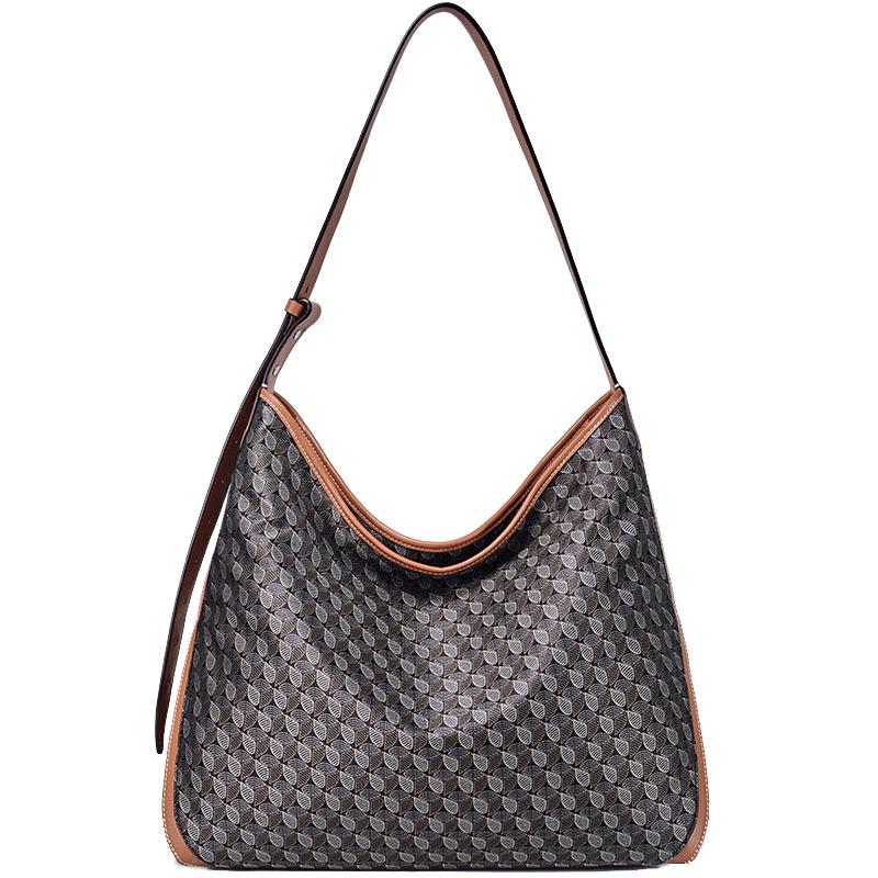 DISSONA 迪桑娜 女包幸运锦囊hobo包老花包单肩通勤包腋下包狗牙包狗牙同款 棕色