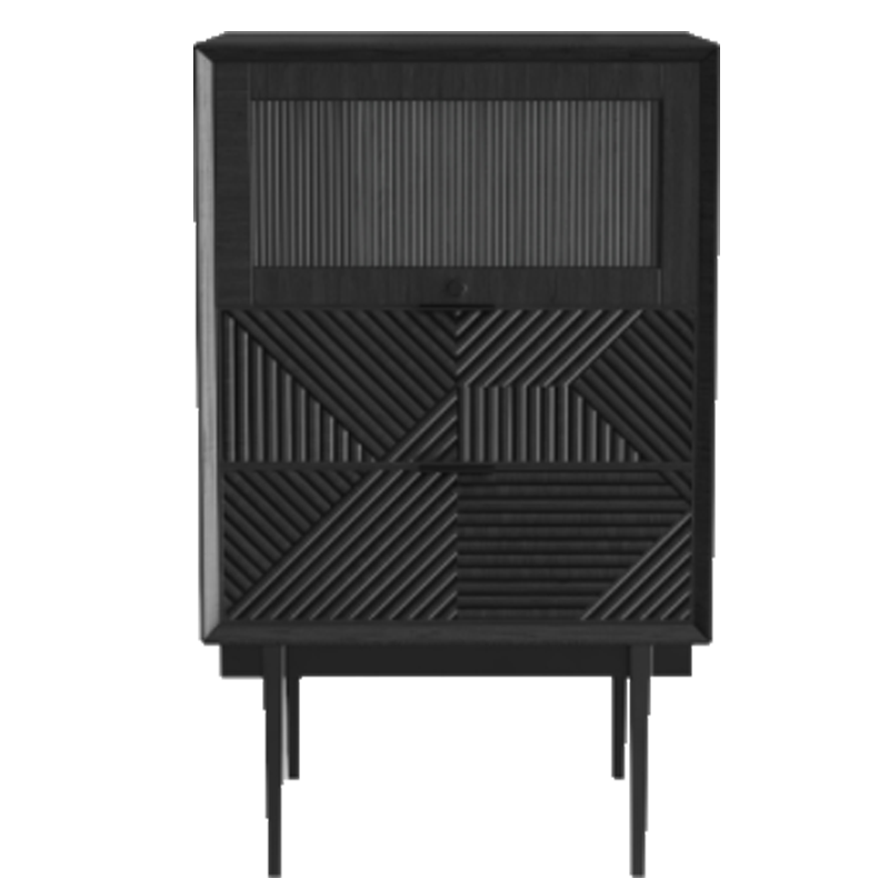 轻奢都市实木餐边柜客厅靠墙柜子储物柜茶水柜现代复古收纳柜边柜 黑色斗柜:55*42*90