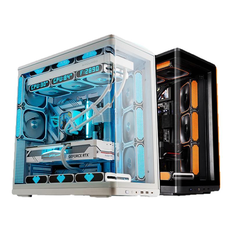 爱国者星璨辰左右分仓海景房机箱游戏电脑台式主机箱兼容汉堡排