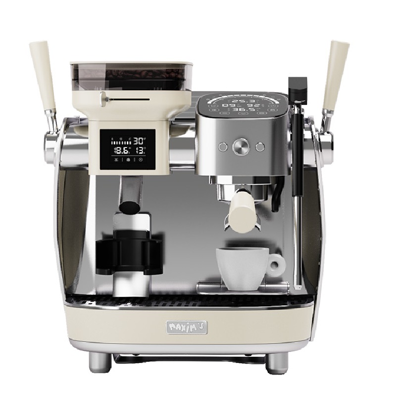 马克西姆塞纳Cmax咖啡机意式复古小型家用全半自动研磨一体机 CMAX-米白