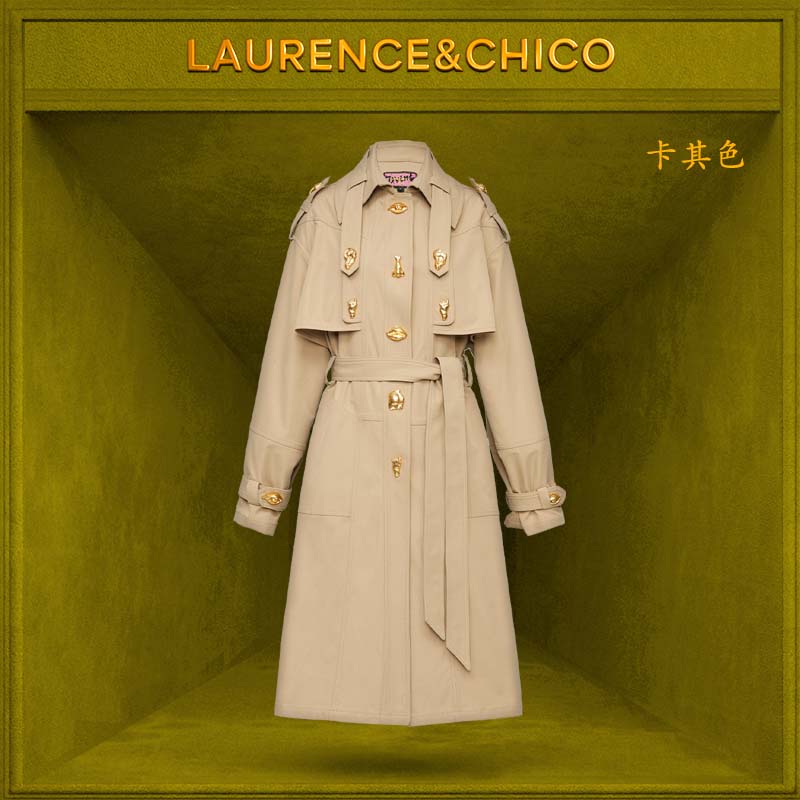LC爱神扣长风衣，卡其色