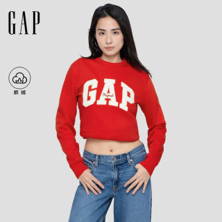 Gap 字母logo抓绒圆领卫衣 红色