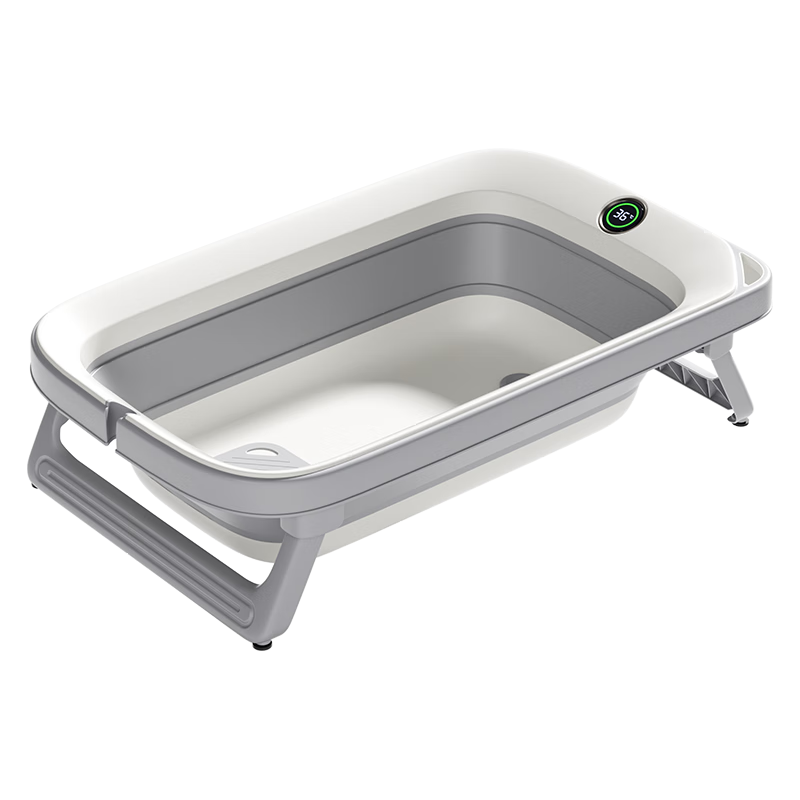 iuu婴儿洗澡盆儿童浴盆大号宝宝可折叠可坐可躺新生儿童用品 【感温款】双层加厚浴盆+可调节浴架 材质：食品级PP材质，无异味