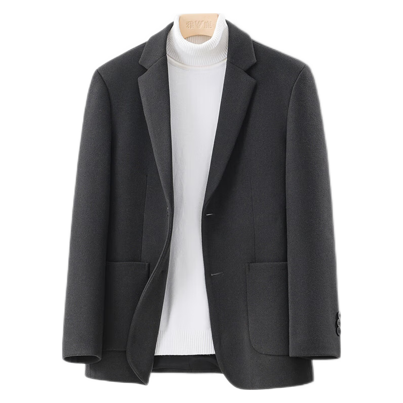 雅鹿羊毛西服男士秋冬季单西毛呢外套中青年西装休闲商务职业正装上衣