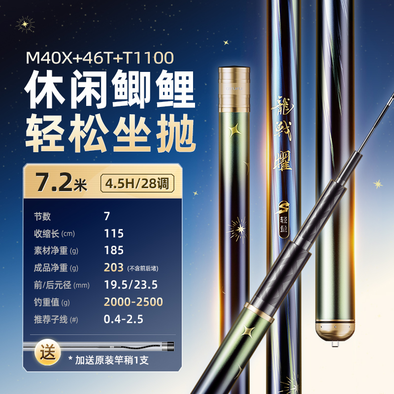 巧渔夫龙战曜鱼竿轻量综合竿超轻超硬鱼杆手竿野钓台钓鱼竿手杆