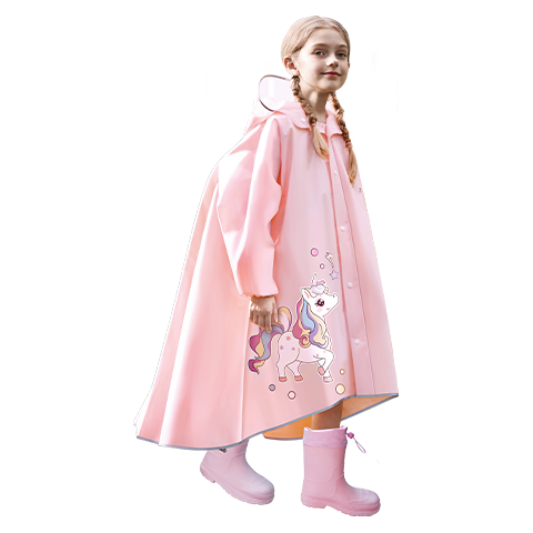 牧萌儿童雨衣带书包位男童女童女孩加长全身雨披 粉独角兽 2XL 2XL【身高120-130cm】 粉独角兽