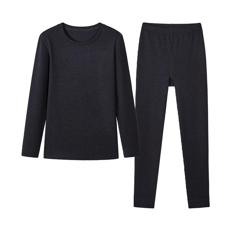 都市丽人保暖内衣厚款圆领修身玻尿酸高弹打底秋衣套装男女2W31A3