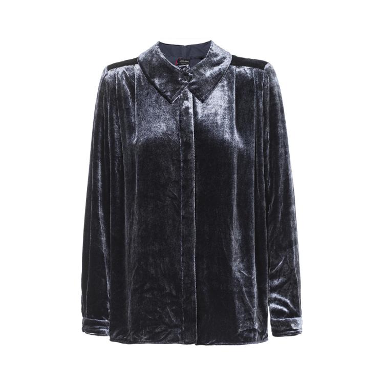 乔治·阿玛尼 GIORGIO ARMANI Armani女式时尚丝绒设计感休闲衬衫