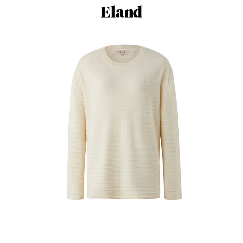 ELAND衣恋T恤女休闲风含绵羊毛舒适薄款上衣慵懒感2025秋季新款