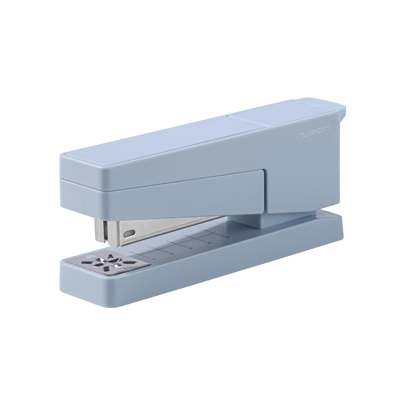 得力（deli）旋转订书机/订书器 作业本时尚办公可钉中缝可储订书钉 办公用品文具  NS089蓝色 【订中缝】可旋转款-蓝色