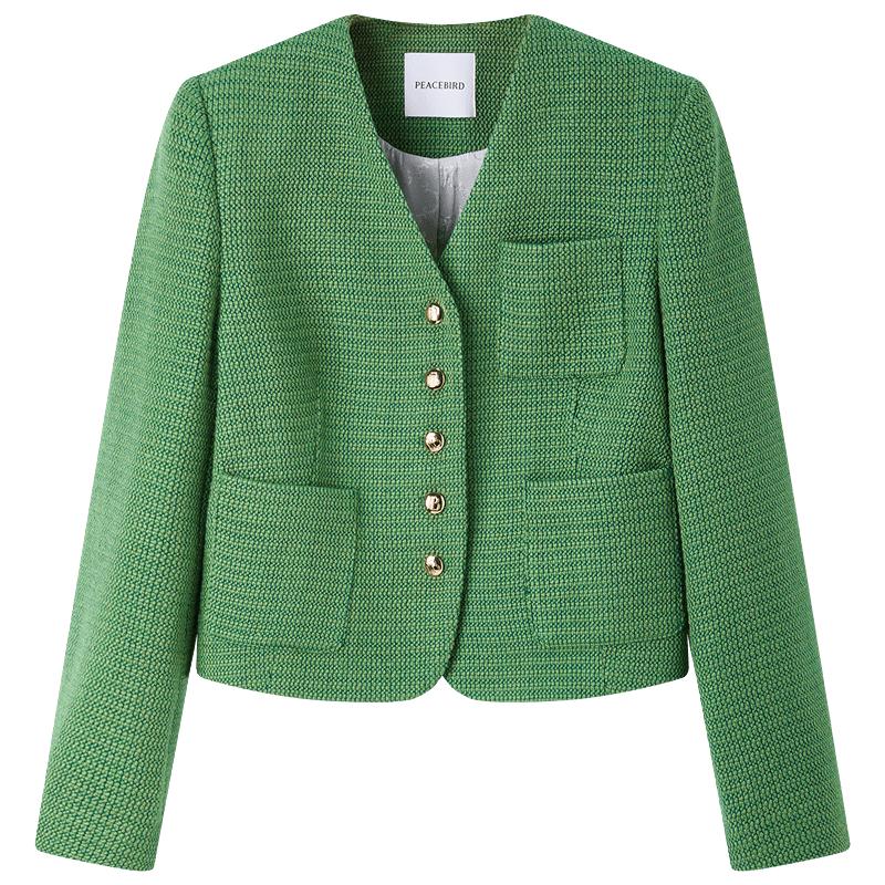 太平鸟 【V领小香风外套】夏小香风直筒外套女