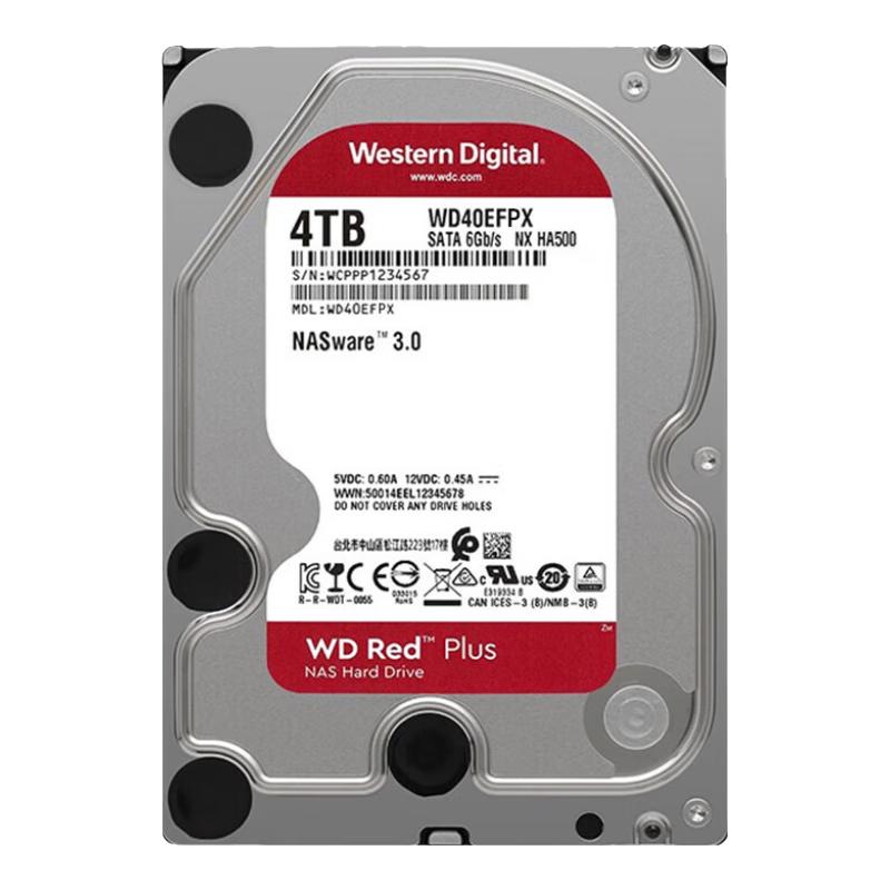Western Digital西部数据 红盘Plus 4TB 3.5英寸 NAS硬盘（CMR）