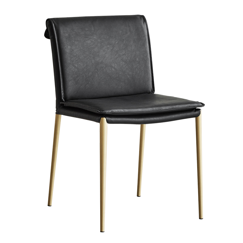 轻奢现代PU皮餐椅家用设计师餐厅靠背椅都市复古仿真皮休闲餐桌椅