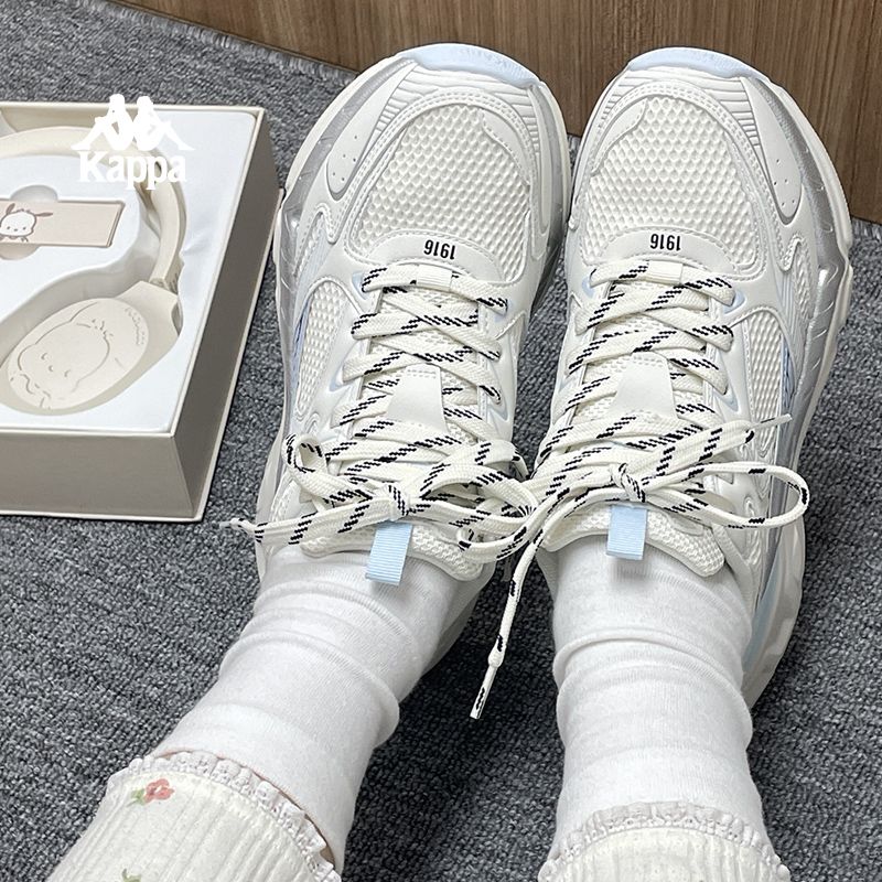 Kappa卡帕女鞋超轻薄防臭运动跑鞋2025秋季薄款百搭厚底老爹鞋潮