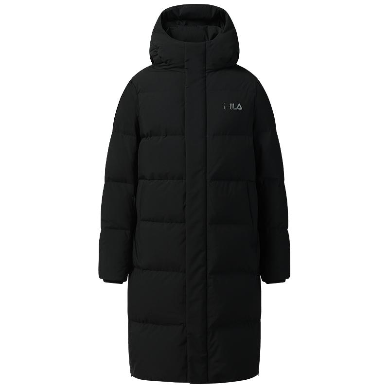 FILA斐乐长款羽绒服保暖防寒连帽双头拉链外套