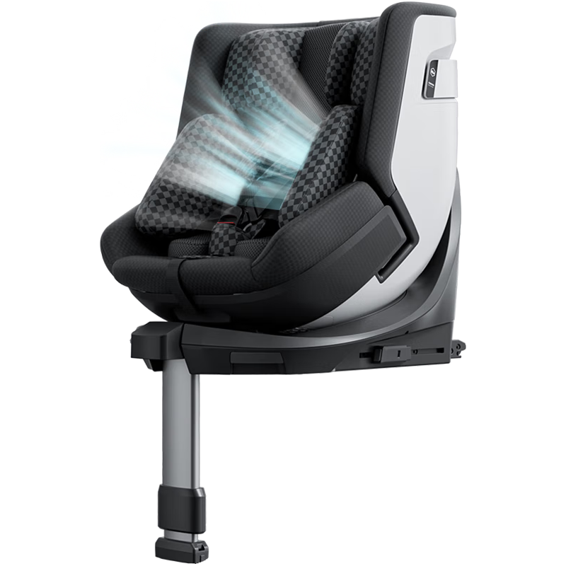虎贝尔（HBR）E360pro新国标儿童座椅汽车用0-12岁i-Size智能循风 棋盘格黑