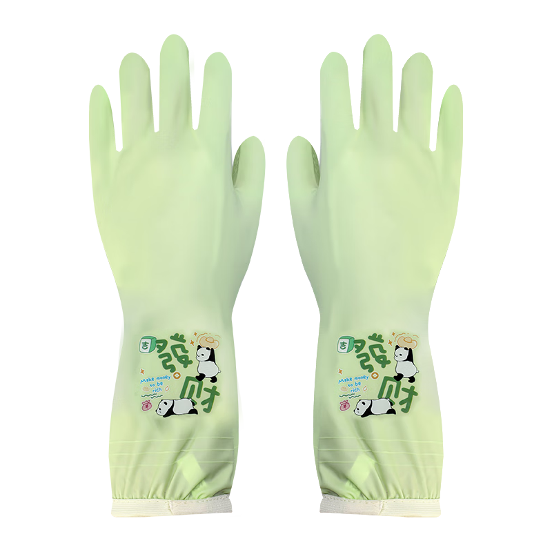 美家日记家用洗碗手套 PVC收口手套 混色款 L号 3双装 加厚防水防滑耐磨 混色