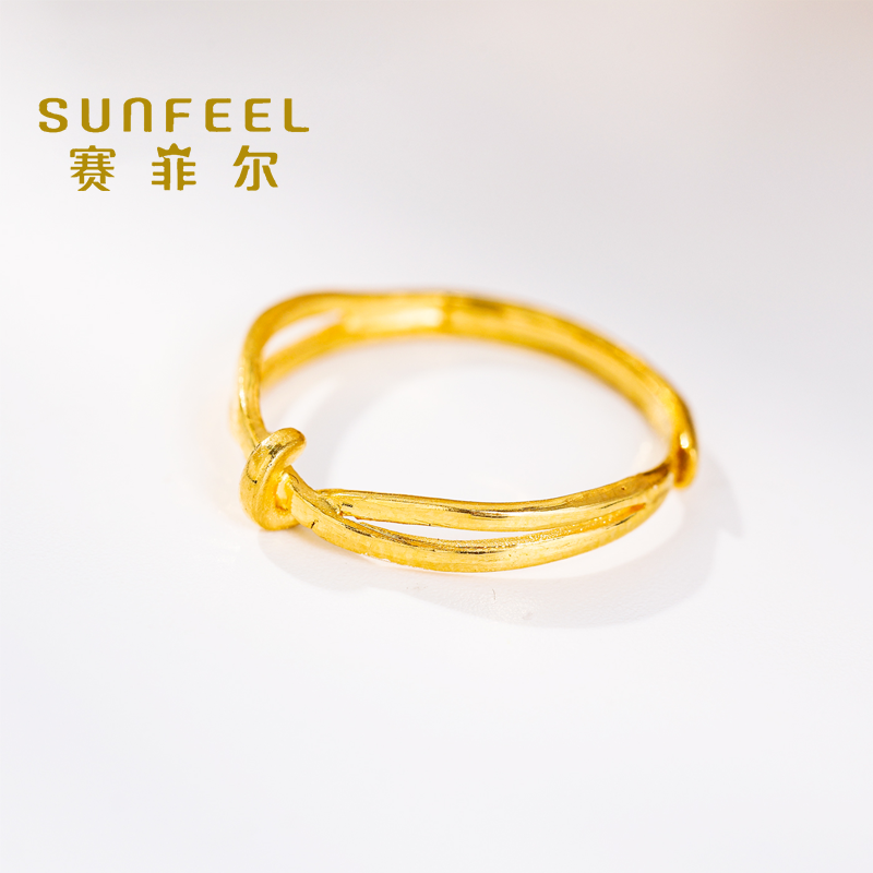 赛菲尔万足-足金同心结爱系成绳结黄金戒指 HJ020417