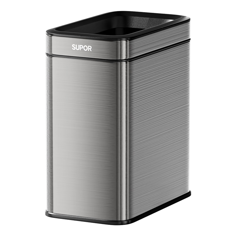 苏泊尔（SUPOR）不锈钢无盖垃圾桶夹缝款10L 钛空银