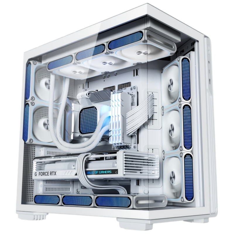 爱国者（aigo）星璨 霄 白色 游戏电脑台式主机箱 ATX主板/支持360水冷夹汉堡/左右分仓海景房/5090显卡
