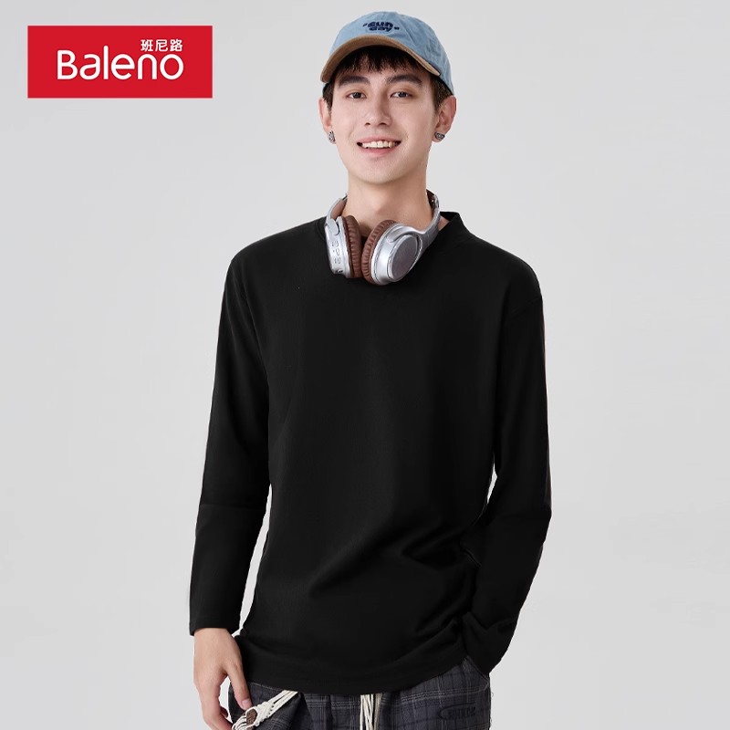 班尼路白色保暖内衣男女士加厚加绒大码修身内穿打底衫秋衣 LF